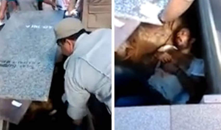 Moment 'dead' man is found alive in tomb