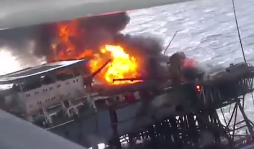 Azerbaijan extinguishes deadliest rig fire in Caspian Azerbaijan extinguishes deadliest rig fire in Caspian