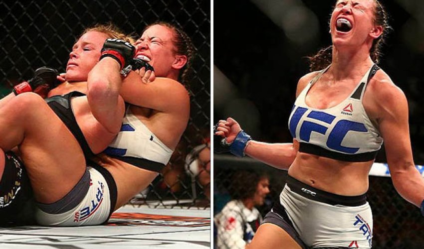 Miesha Tate CHOKES Holly Holm unconscious for UFC crown