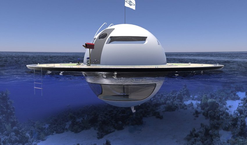 Futuristic UFO-shaped yacht