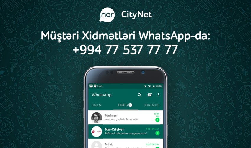 Nar-CityNet has presented customer care service over WhatsApp