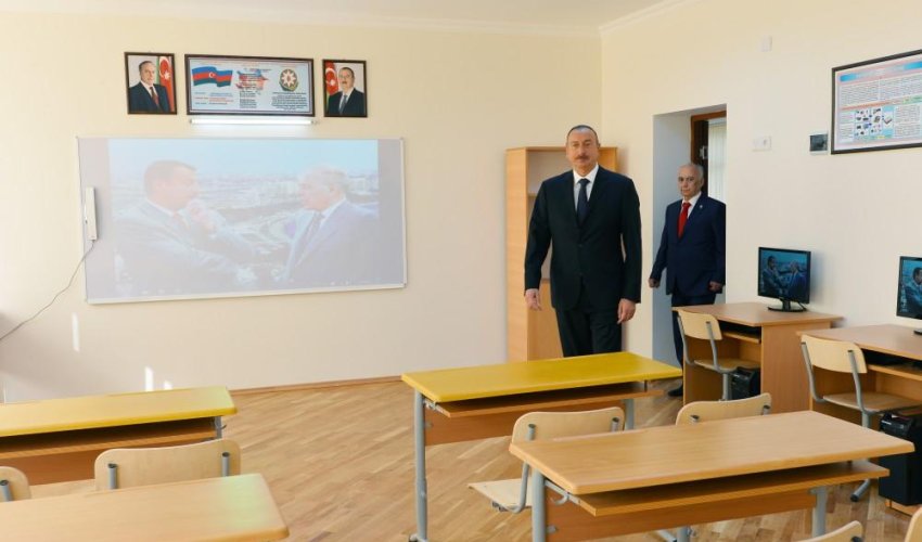 Ilham Aliyev views overhauled school in Nizami district