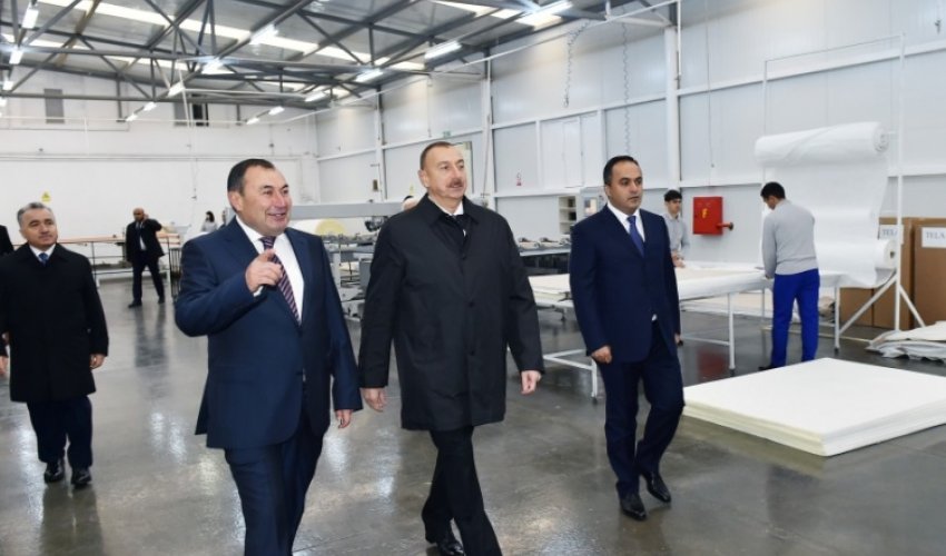 İlham Əliyev Ağstafada mebel fabrikinin açılışında iştirak etdi