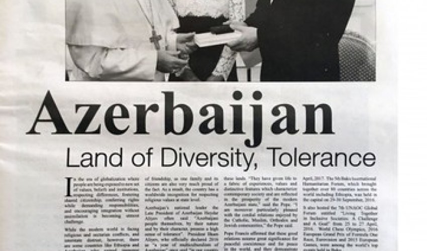 Ethiopian newspaper hails Azerbaijan's tolerance