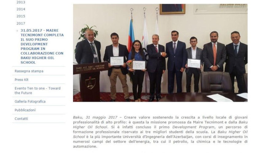 Bakı Ali Neft Məktəbi beynəlxalq KİV-də