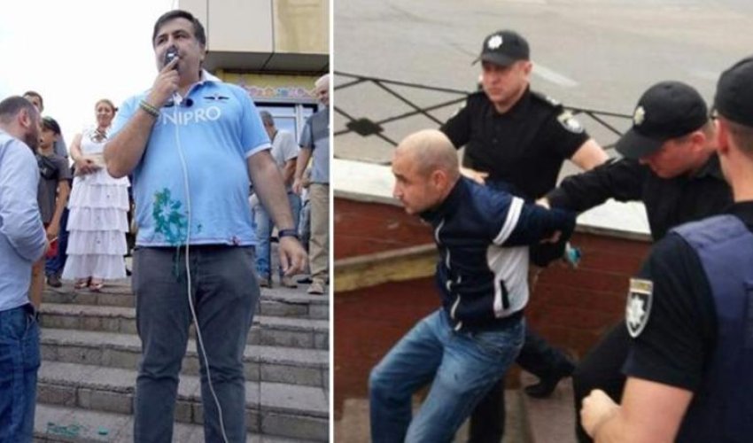 Saakaşvilini yumurta atəşinə tutdular - VİDEO