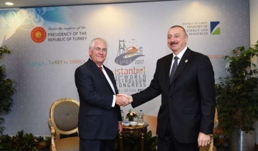 Azərbaycan prezidenti ABŞ dövlət katibi ilə görüşüb