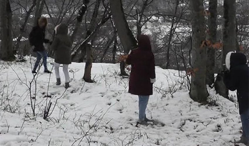 Ərəblərin Qubada qar keyfi - VIDEO