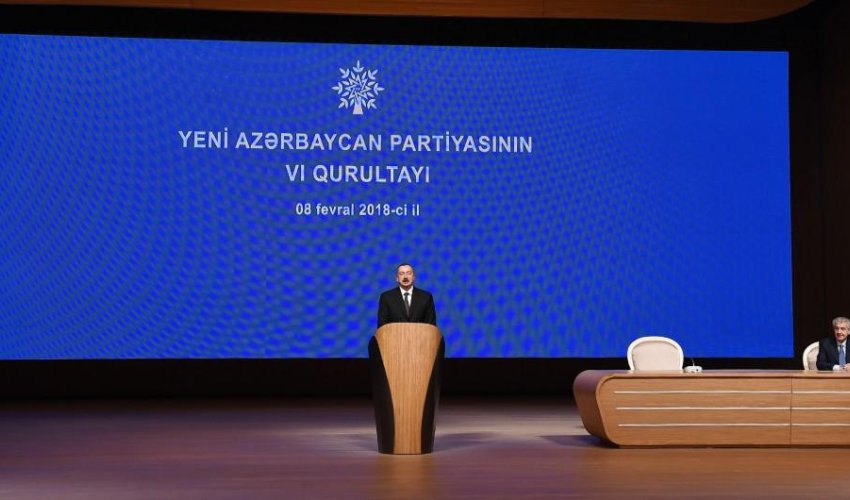 President Ilham Aliyev attends VI Congress of New Azerbaijan Party