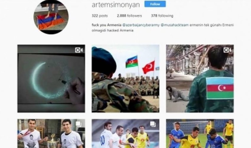 Erməni futbolçunun səhifəsində Azərbaycan bayrağı 