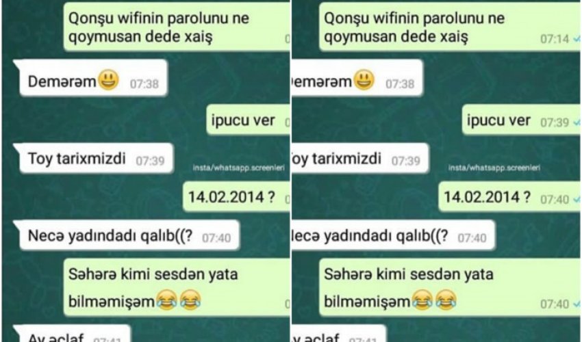 Qonşu qadınla “WhatsApp” yazışması - Qonşu qadınla “WhatsApp” yazışması -