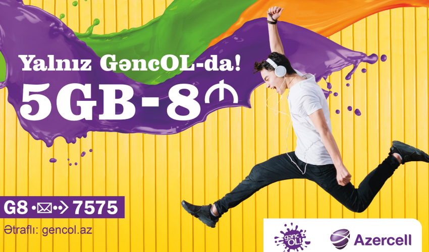 Azercell-dən GəncOL8 tarif paketinə qoşulan abunəçilərinə HƏDİYYƏ İNTERNET Azercell-dən GəncOL8 tarif paketinə qoşulan abunəçilərinə HƏDİYYƏ İNTERNET