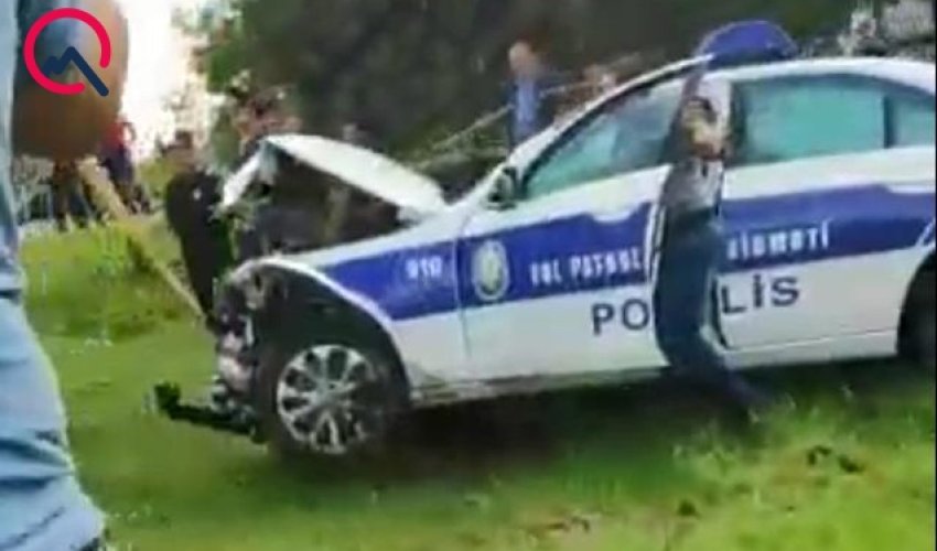 Tovuzda polis xidməti maşınında qəza törədib - VIDEO