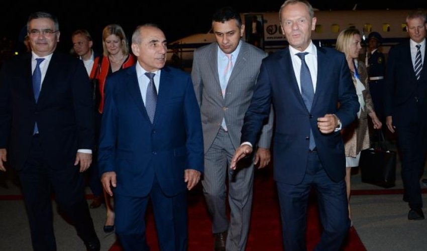 President of European Council Donald Tusk arrives in Azerbaijan