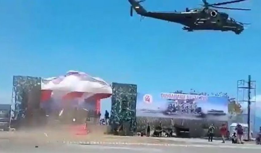 Mi-35 hərbi paradda təsadüfən dağıntılar törətdi Mi-35 hərbi paradda təsadüfən dağıntılar törətdi