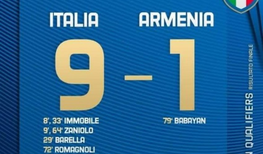 Сборная Италии забила девять голов в ворота Армении Сборная Италии забила девять голов в ворота Армении