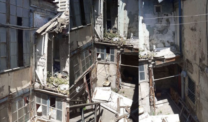 Bakının mərkəzində ev uçur - FOTO