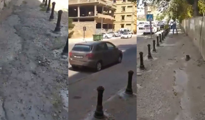 Bakıda bərbad hala salınmış səkiləri parkinqə çeviriblər- VİDEO