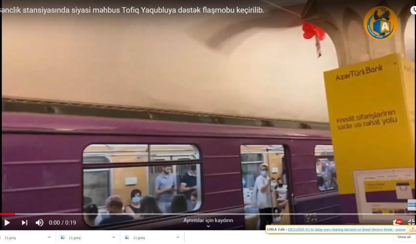 Bakı metrosunda Tofiq Yaqublu ilə bağlı aksiya keçirilib - VİDEO