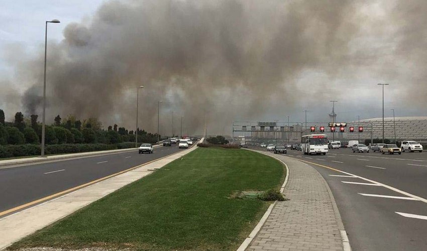 Пожар недалеко от Бакинского олимпийского стадиона потушен Пожар недалеко от Бакинского олимпийского стадиона потушен