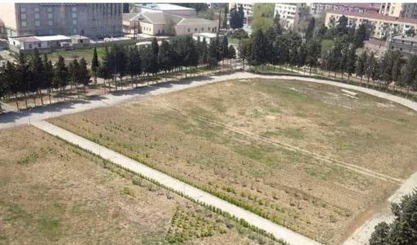 Sumqayıtda stadionun ortasından asfalt yol çəkildi - FOTO