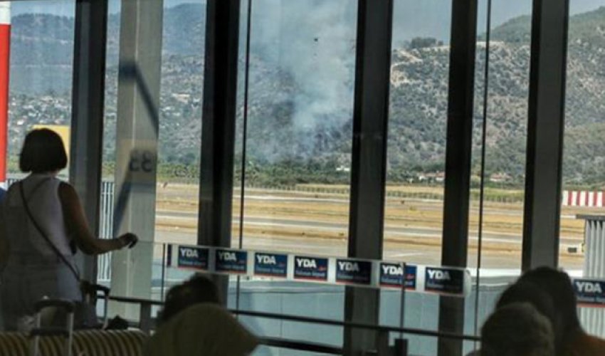 Türkiyədə hava limanı yaxınlığında yanğın başladı - Foto