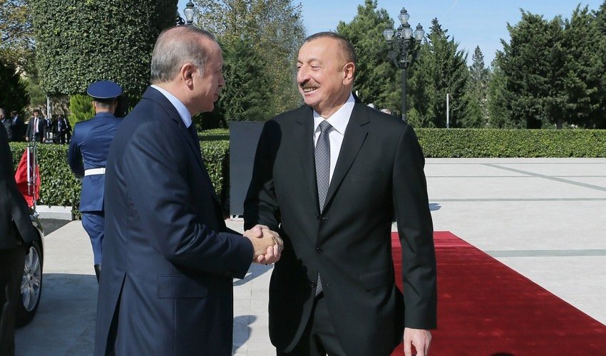 Ilham Aliyev meets Erdogan at Fuzuli International Airport Ilham Aliyev meets Erdogan at Fuzuli International Airport