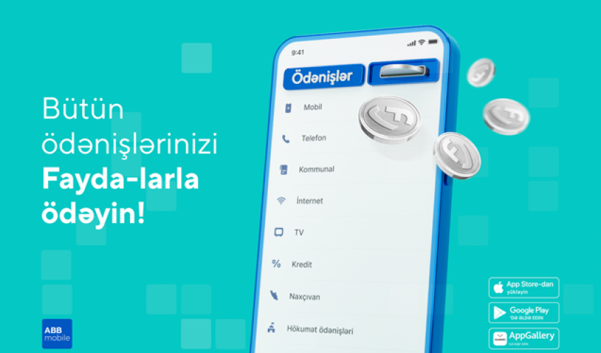 Ödənişləri ABB mobile-da qazandığınız Faydalarla edin!