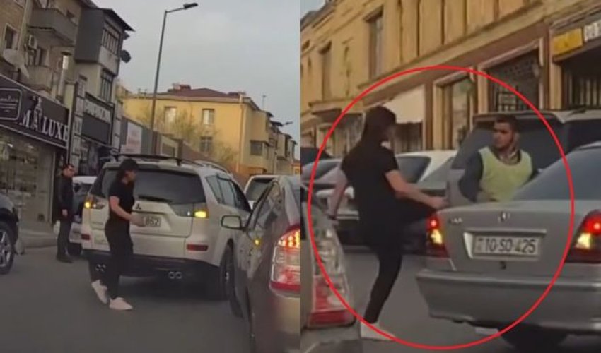 Qadın sürücü “parkovşik”i döydü- VİDEO- YENİLƏNİB