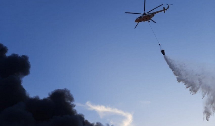 Helicopters involved in extinguishing fires in Shabran and Gabala