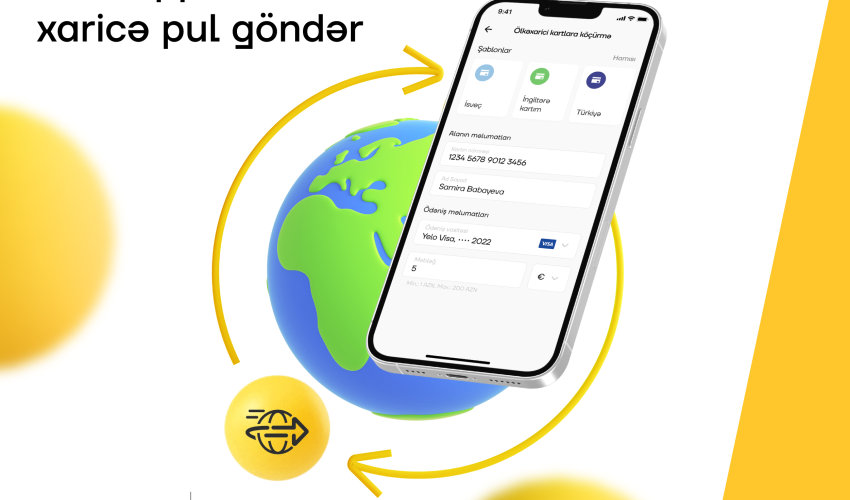 Yelo App ilə xarici bank kartlarına pul köçürün