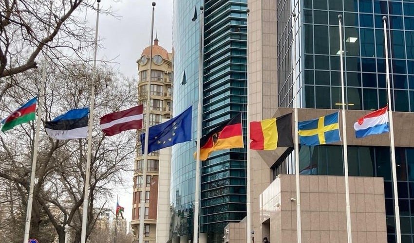 Flags of European embassies in Baku lowered to half-mast Flags of European embassies in Baku lowered to half-mast