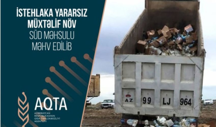 İstehlaka yararsız 22 ton süd məhsulu məhv edilib