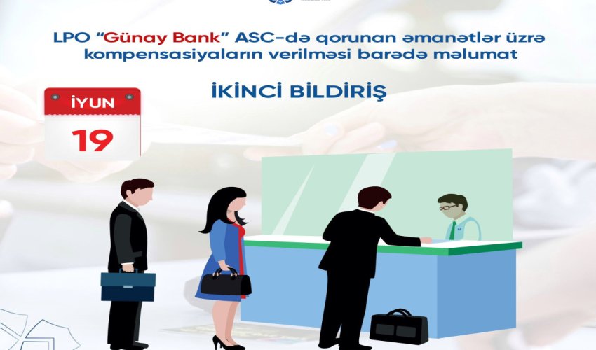 Günay Bankın əmanətçilərinə kompensasiyaların ödəniləcəyi bank məlum olub Günay Bankın əmanətçilərinə kompensasiyaların ödəniləcəyi bank məlum olub