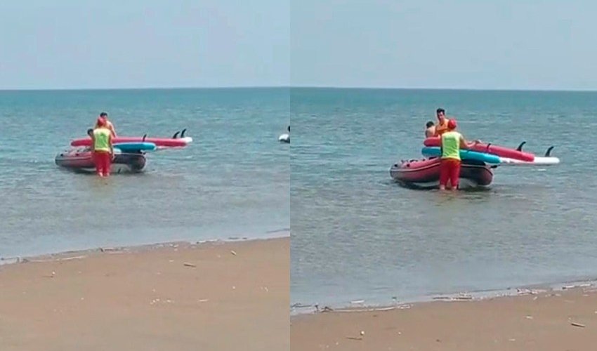 В Баку спасатели МЧС спасли тонувших в море двух человек В Баку спасатели МЧС спасли тонувших в море двух человек