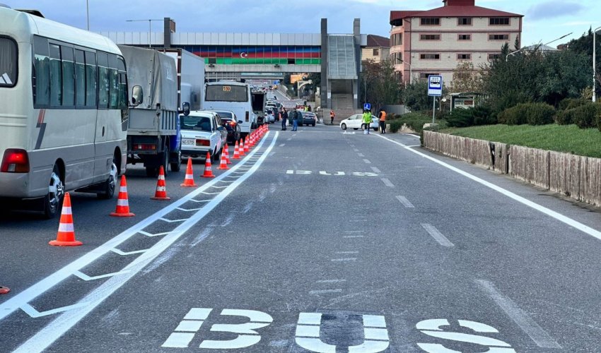 Bakı-Sumqayıt yolunda avtobus zolağı çəkilir Bakı-Sumqayıt yolunda avtobus zolağı çəkilir