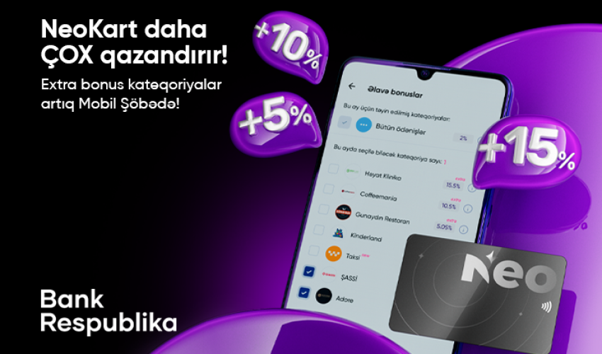 NeoKart ilə artıq Extra Bonuslar qazana biləcəksiniz!