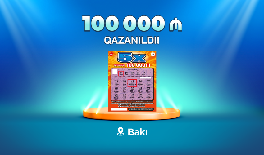 Bakı sakini “5X” lotereyasında 100 000 manat qazandı