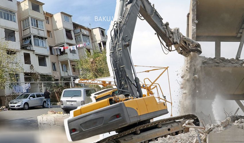 Bakıda sökülən bina sakinlərin etirazına səbəb olub - Video Bakıda sökülən bina sakinlərin etirazına səbəb olub - Video