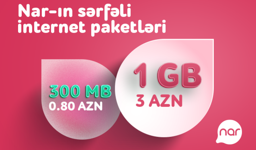 “Nar” hər kəsə sərfəli günlük internet paketlərini təqdim edir