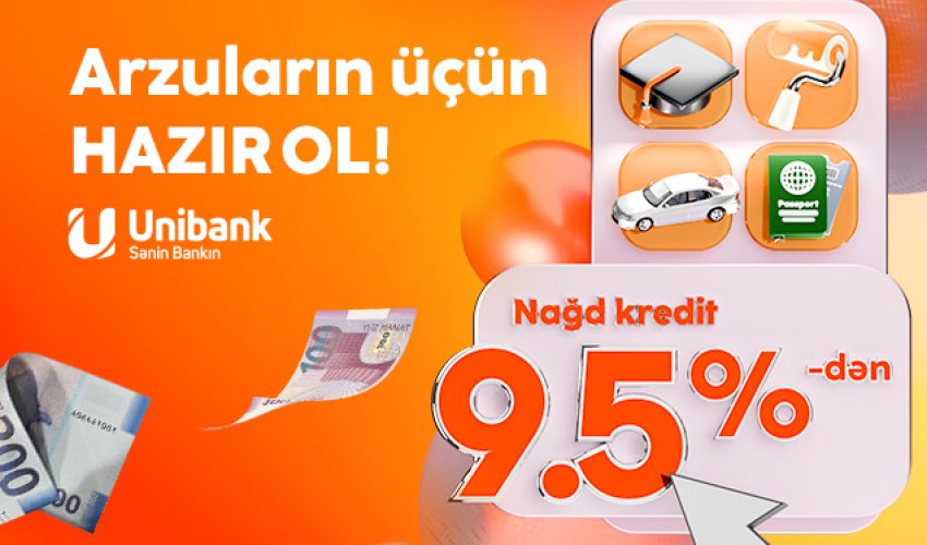 Unibank kredit faizini 9,5 %-ə endirdi