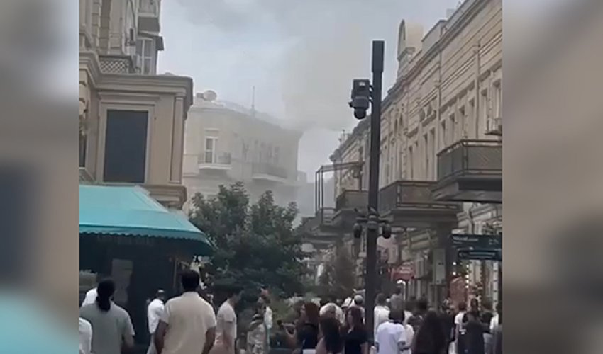 Bakının mərkəzində yanğın baş verib- VIDEO