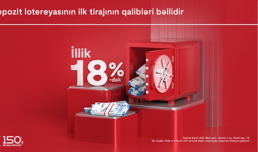 Объявлены победители 1-го тиража лотереи «Депозит» от Kapital Bank