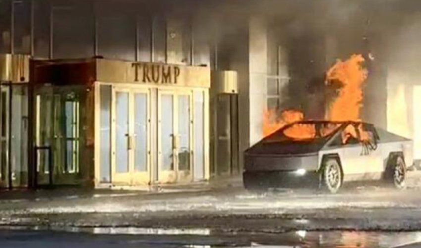 Trampın hotelinin qarşısında “Tesla” partlayıb - Video Trampın hotelinin qarşısında “Tesla” partlayıb - Video