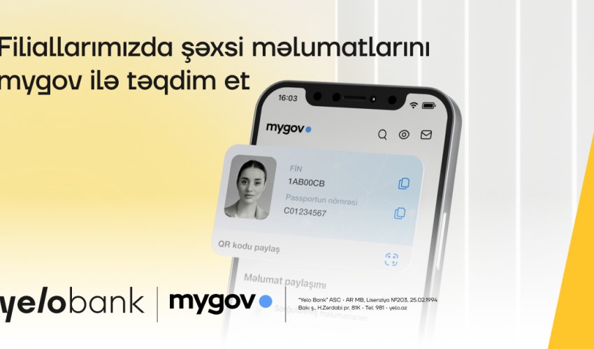 Yelo Bank filiallarında rəqəmsal şəxsiyyət vəsiqəsi ilə xidmətlərdən faydalanın