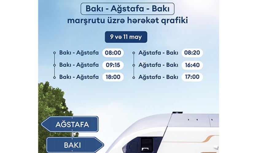 АЖД вводит дополнительные рейсы по маршруту Баку-Агстафа-Баку АЖД вводит дополнительные рейсы по маршруту Баку-Агстафа-Баку