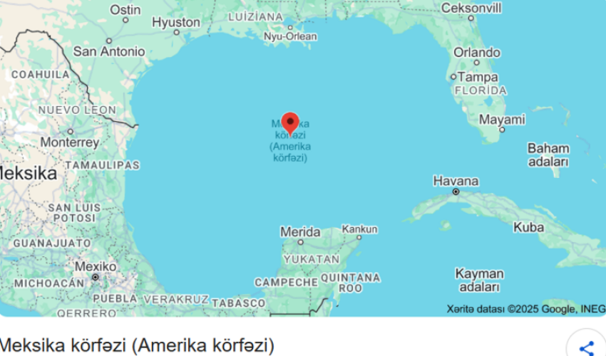 Meksika körfəzinin adı dəyişdirilir Meksika körfəzinin adı dəyişdirilir