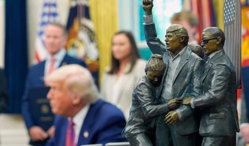 Trump assassination scene sculpture appears in Oval Office — Fox News Trump assassination scene sculpture appears in Oval Office — Fox News