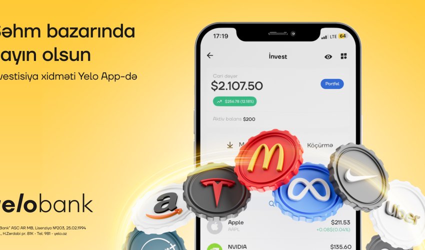 İnvestisiya imkanı artıq Yelo App-də! İnvestisiya imkanı artıq Yelo App-də!