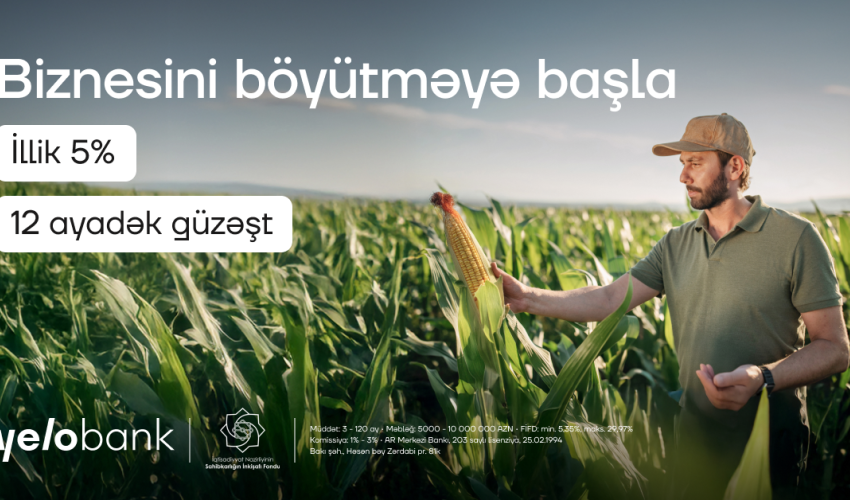 Yelo Bank güzəştli biznes krediti ilə sahibkarlığa dəstək olur Yelo Bank güzəştli biznes krediti ilə sahibkarlığa dəstək olur